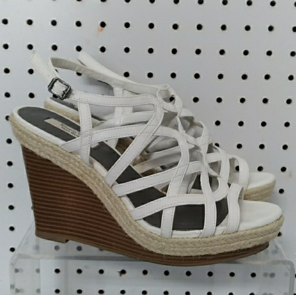 Simply Vera Wang Women's White Sandals Espadrille Straps Platform Wedge Heel